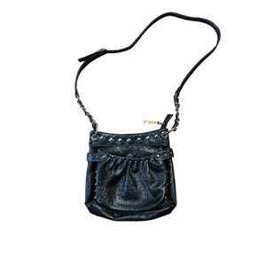 Authentic Reflections crossbody Purse Black Faux Leather Multi-Pocket 1 adjustab